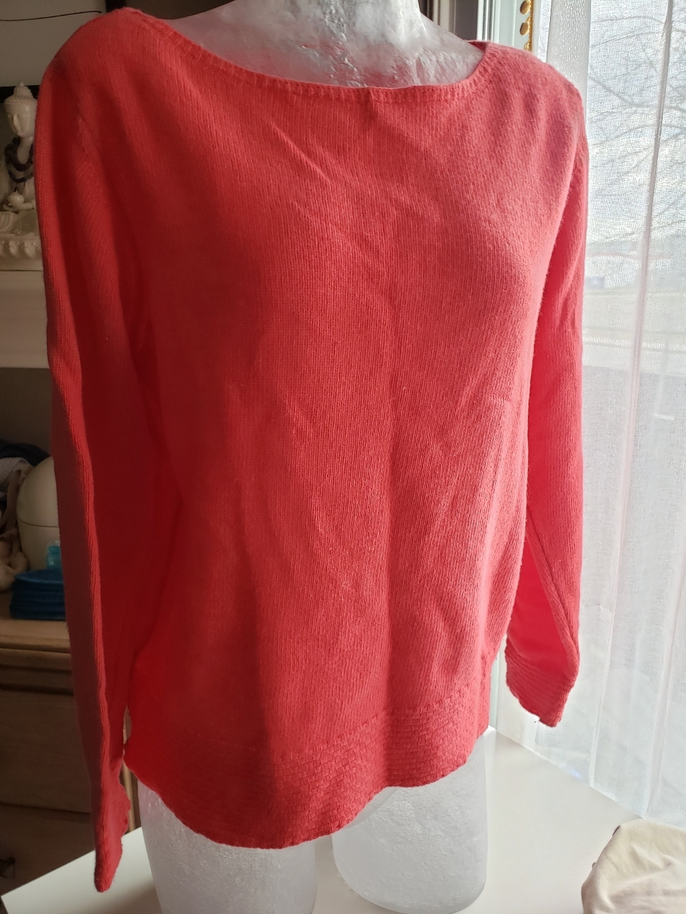 Hekla & Co Merino Wool Elegant Coral Crew Neck Sweater Xl